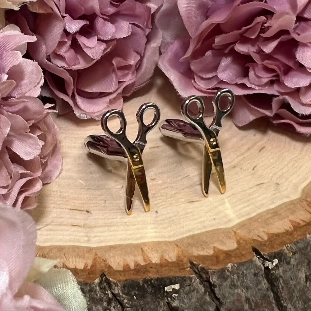 Gold and Silver Scissor Cufflinks - Picture 6 of 15